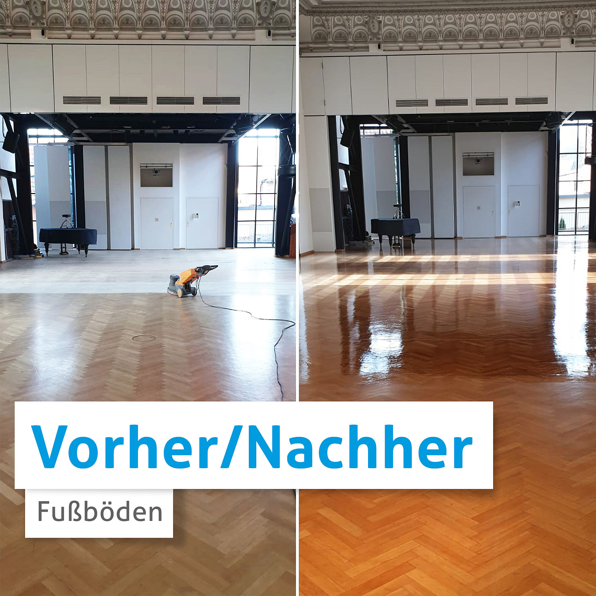 Vorher und nachher: Fußboden-Reinigung von RAHMER Dienstleistungen