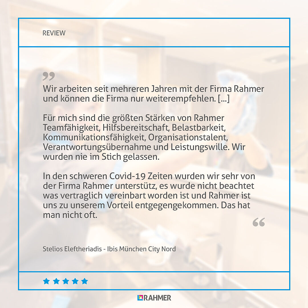 RAHMER Hotelreinigung Kundenbewertung ibis München